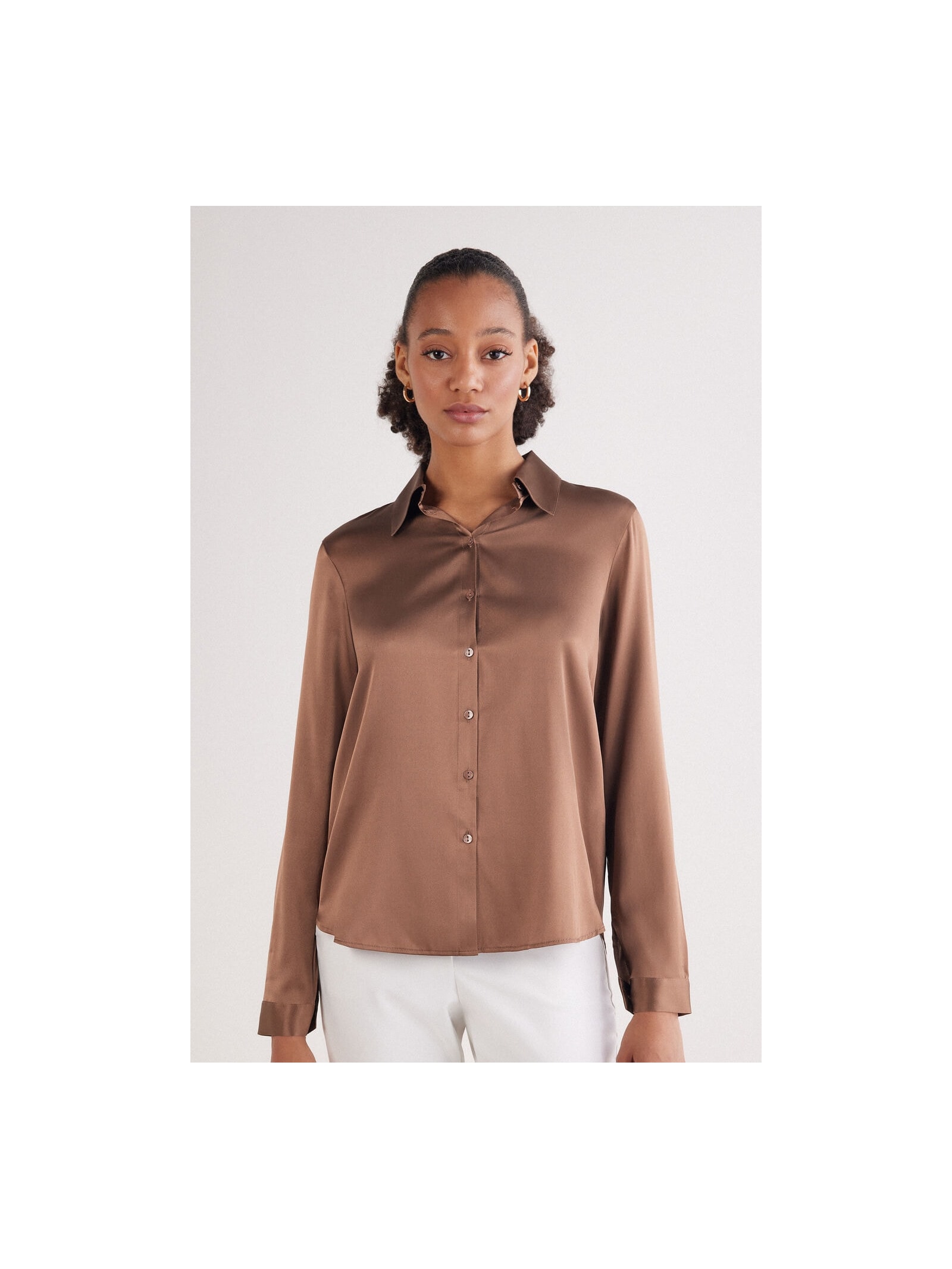 Camisa Em Seda Marrom Intimissimi