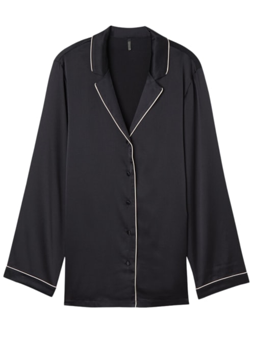 Camisa Em Seda – Preto