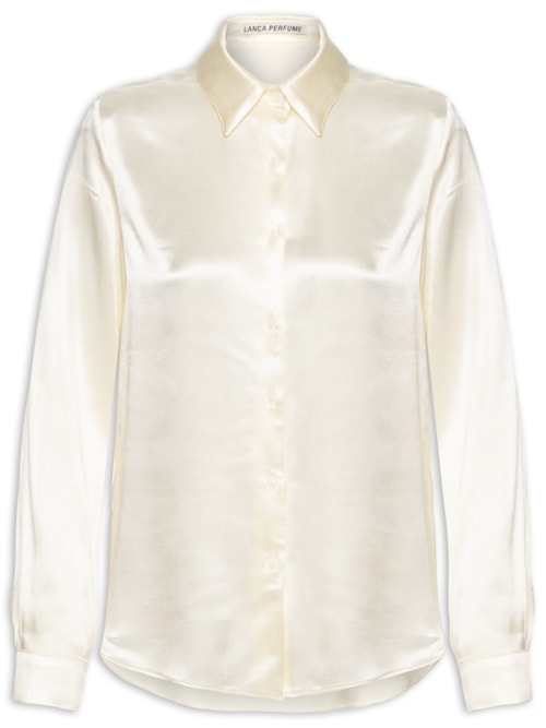 Camisa Feminina Acetinada Manga Longa – Off White