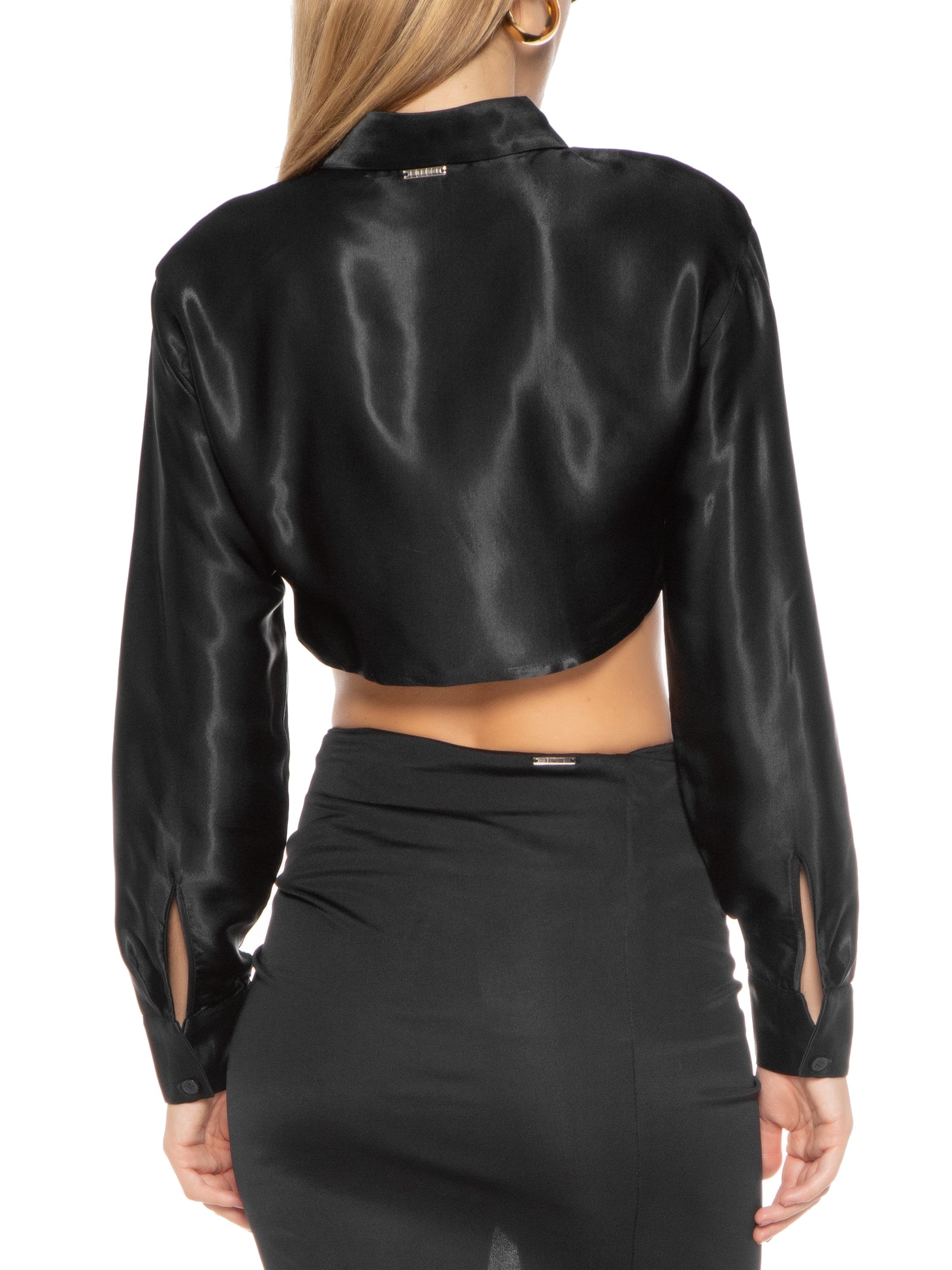 Camisa Feminina Acetinada Preto Colcci