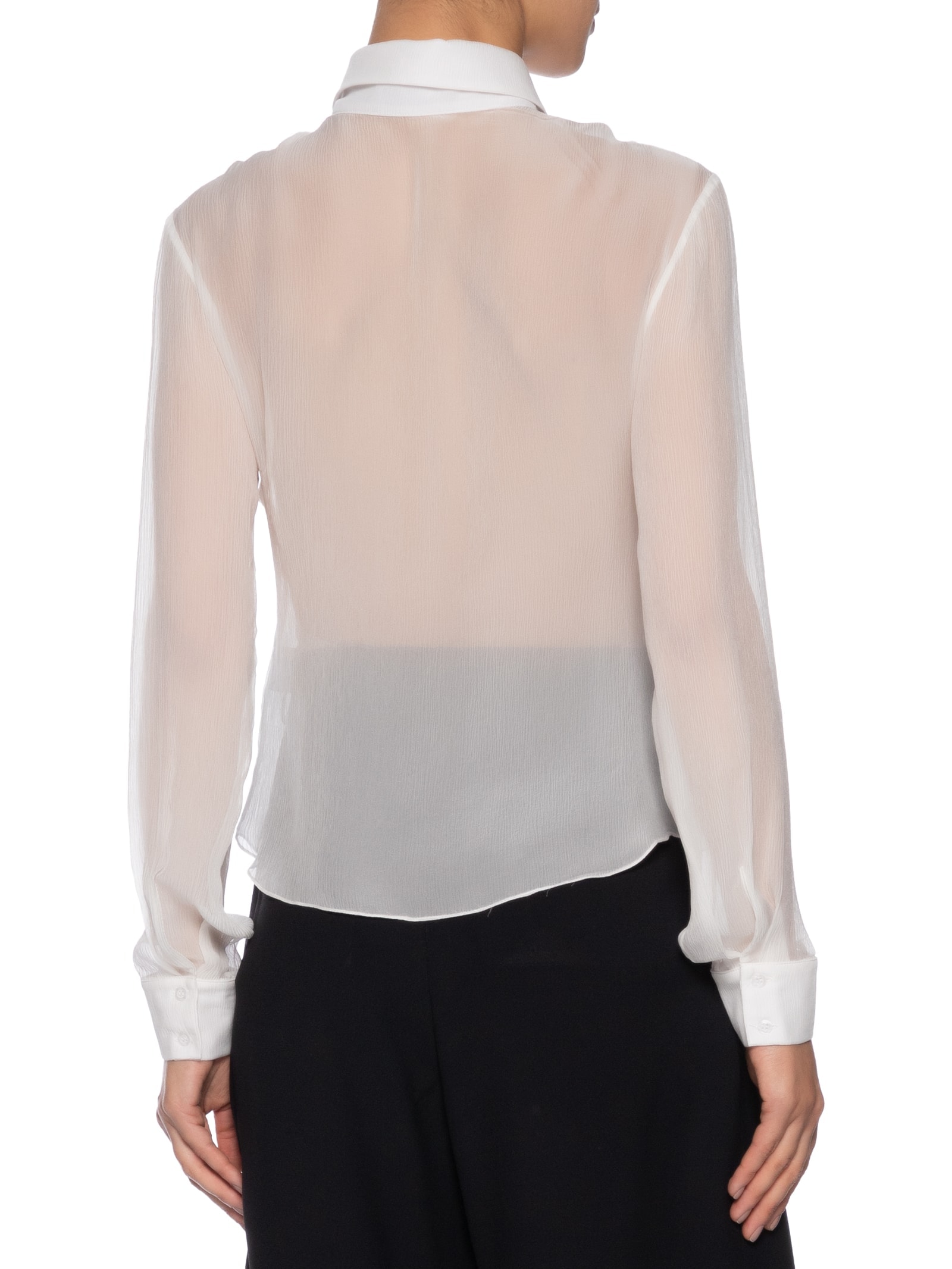 Camisa Feminina Ajustada Em Seda Pura Off White '2Essential