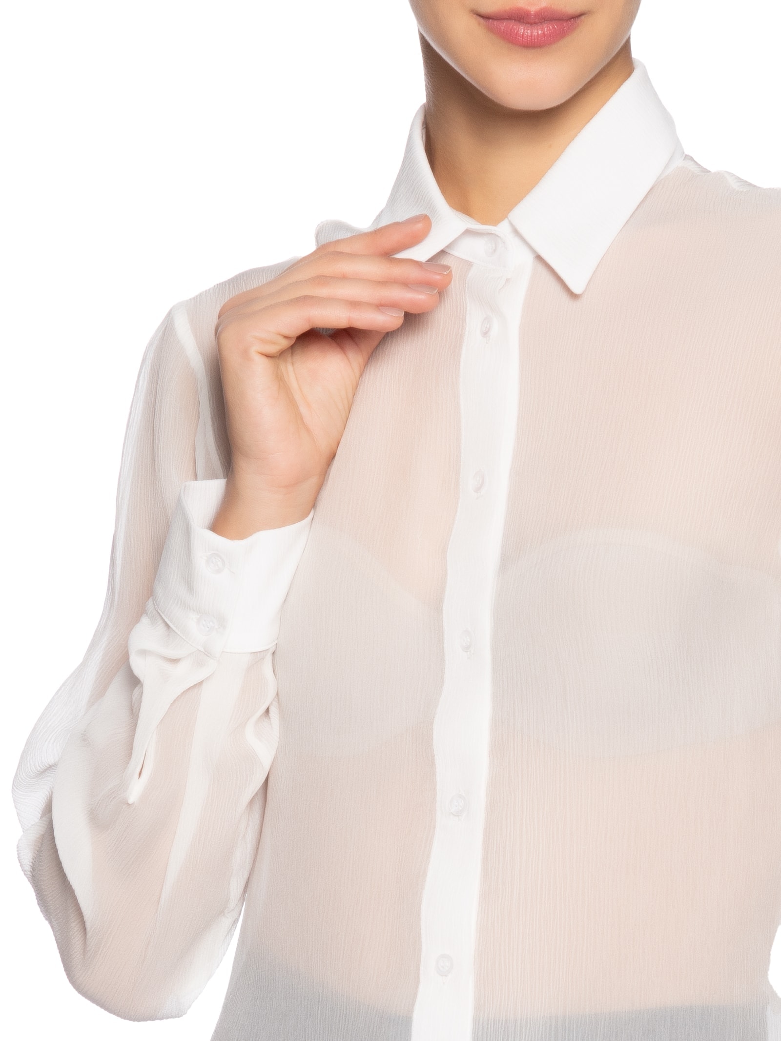 Camisa Feminina Ajustada Em Seda Pura Off White '2Essential