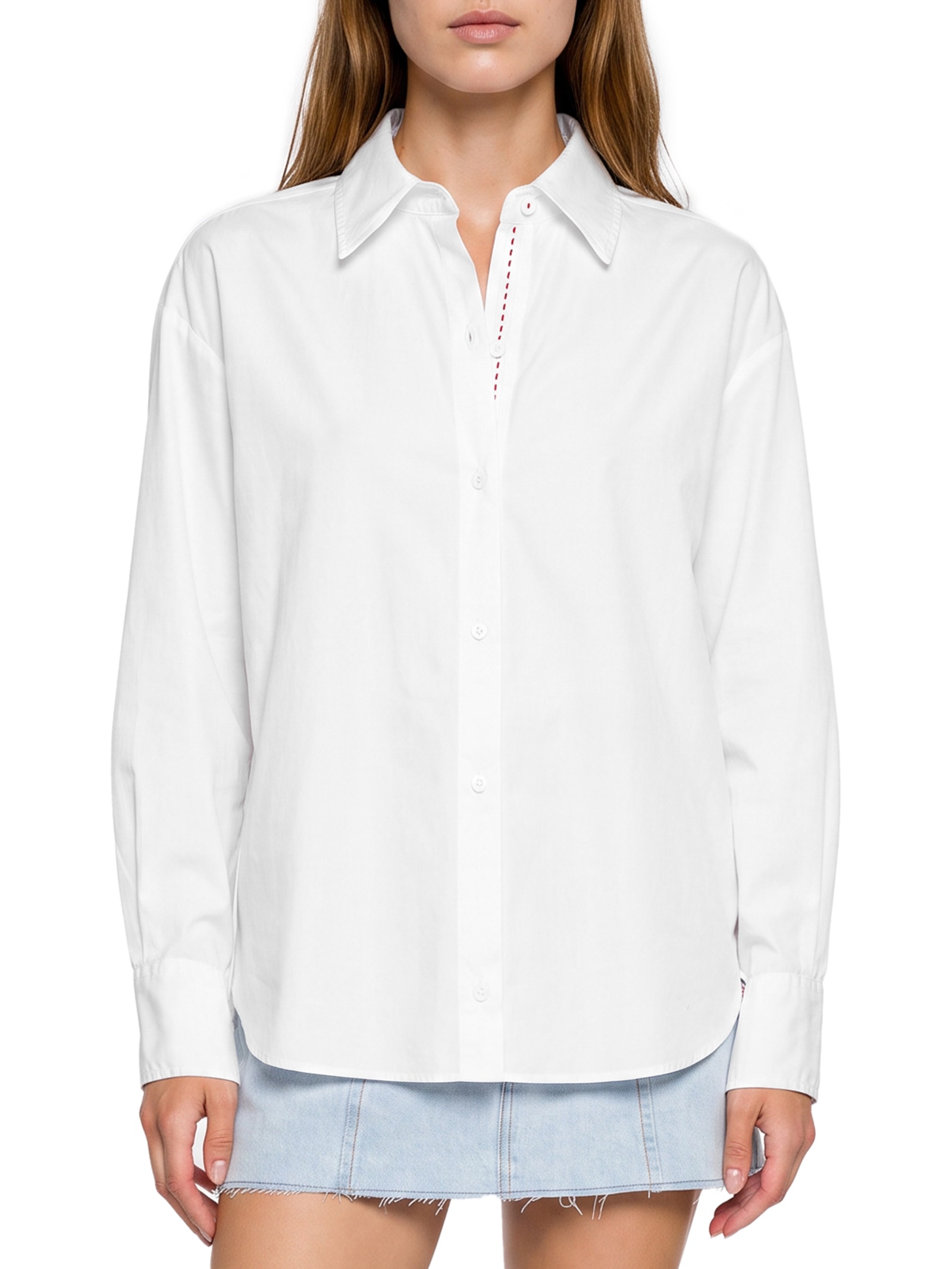 Camisa Feminina Alg Leve Empapelado Nós Branco Cantão