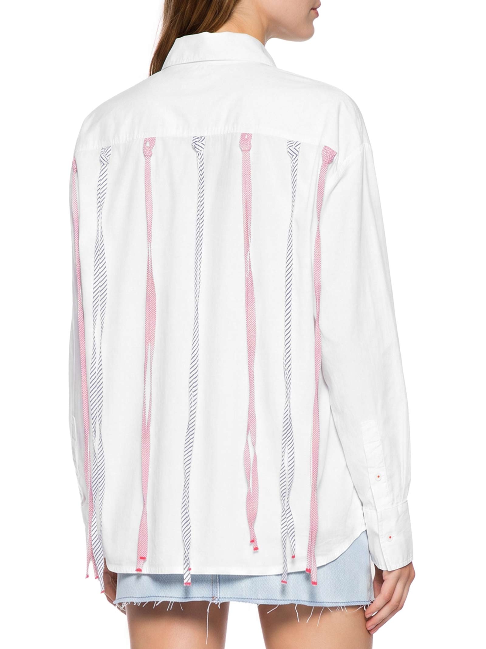 Camisa Feminina Alg Leve Empapelado Nós Branco Cantão