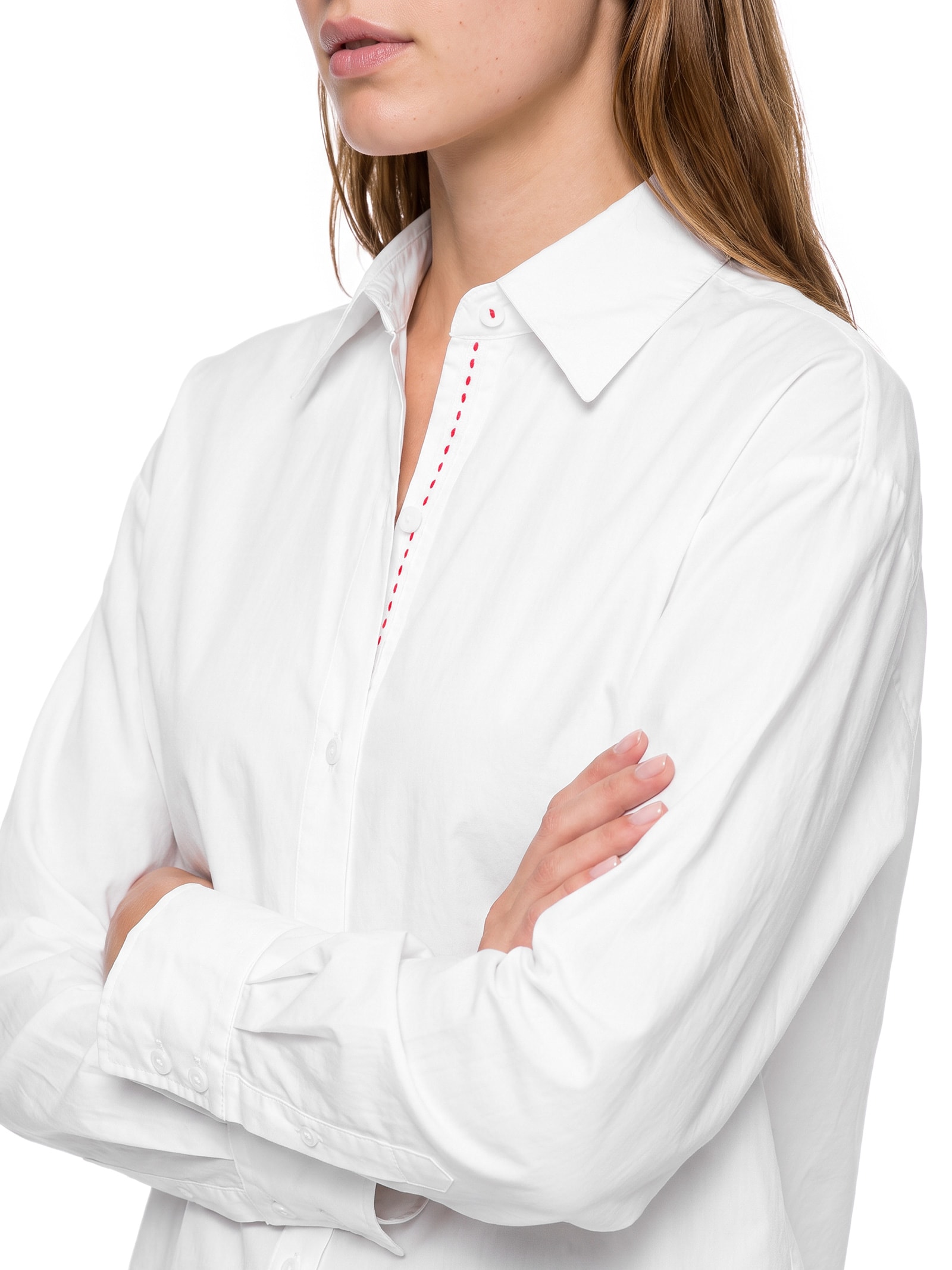 Camisa Feminina Alg Leve Empapelado Nós Branco Cantão