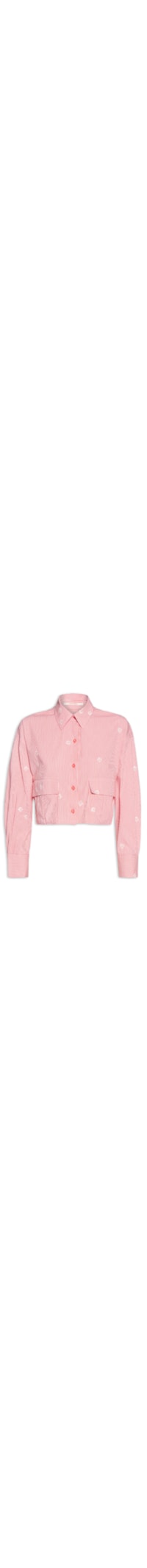 Camisa Feminina Alg Listra Bordado Dadinho - Vermelho
