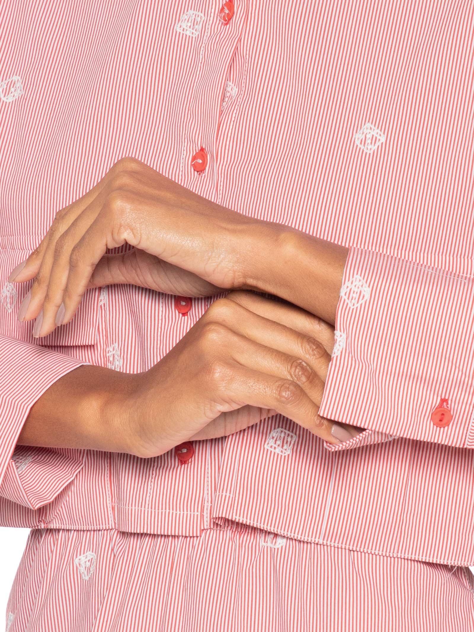 Camisa Feminina Alg Listra Bordado Dadinho Vermelho Cantão