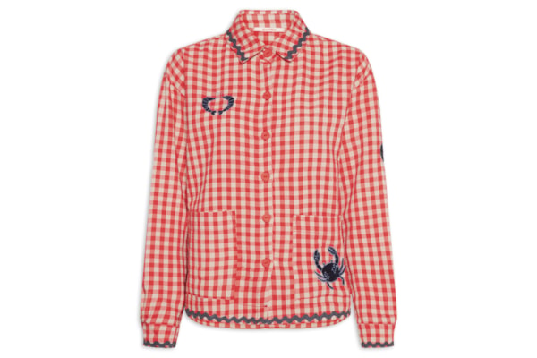 Camisa Feminina Alg Vichy Bordado - Vermelho