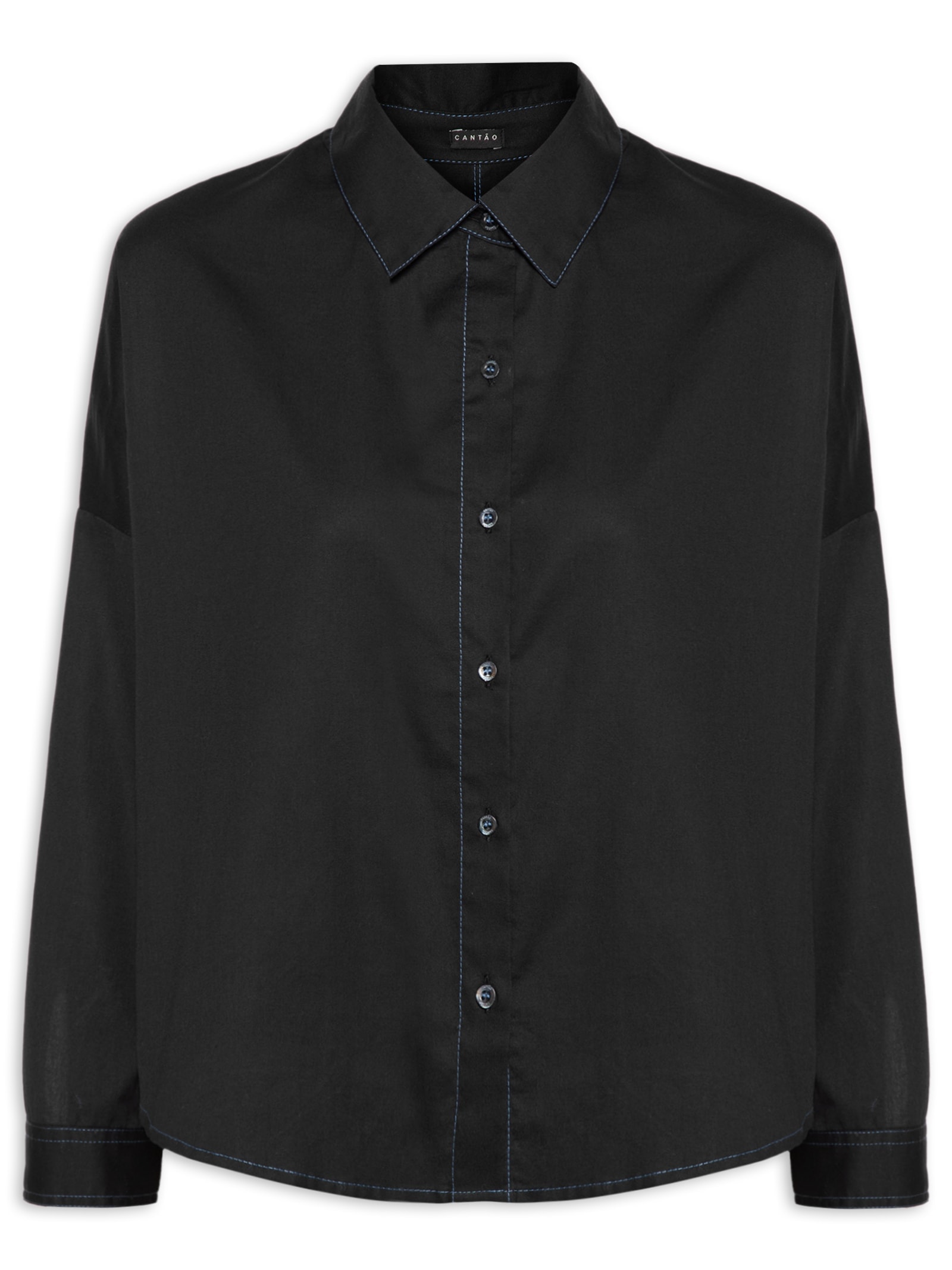 Camisa Feminina Algodão Amassadinho Intense Preto Cantão