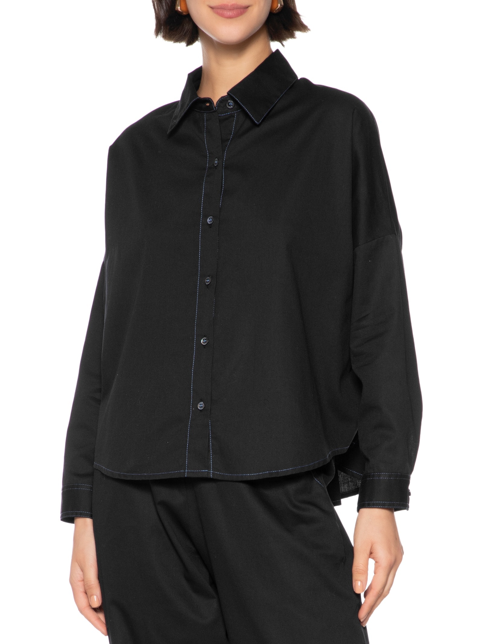 Camisa Feminina Algodão Amassadinho Intense Preto Cantão