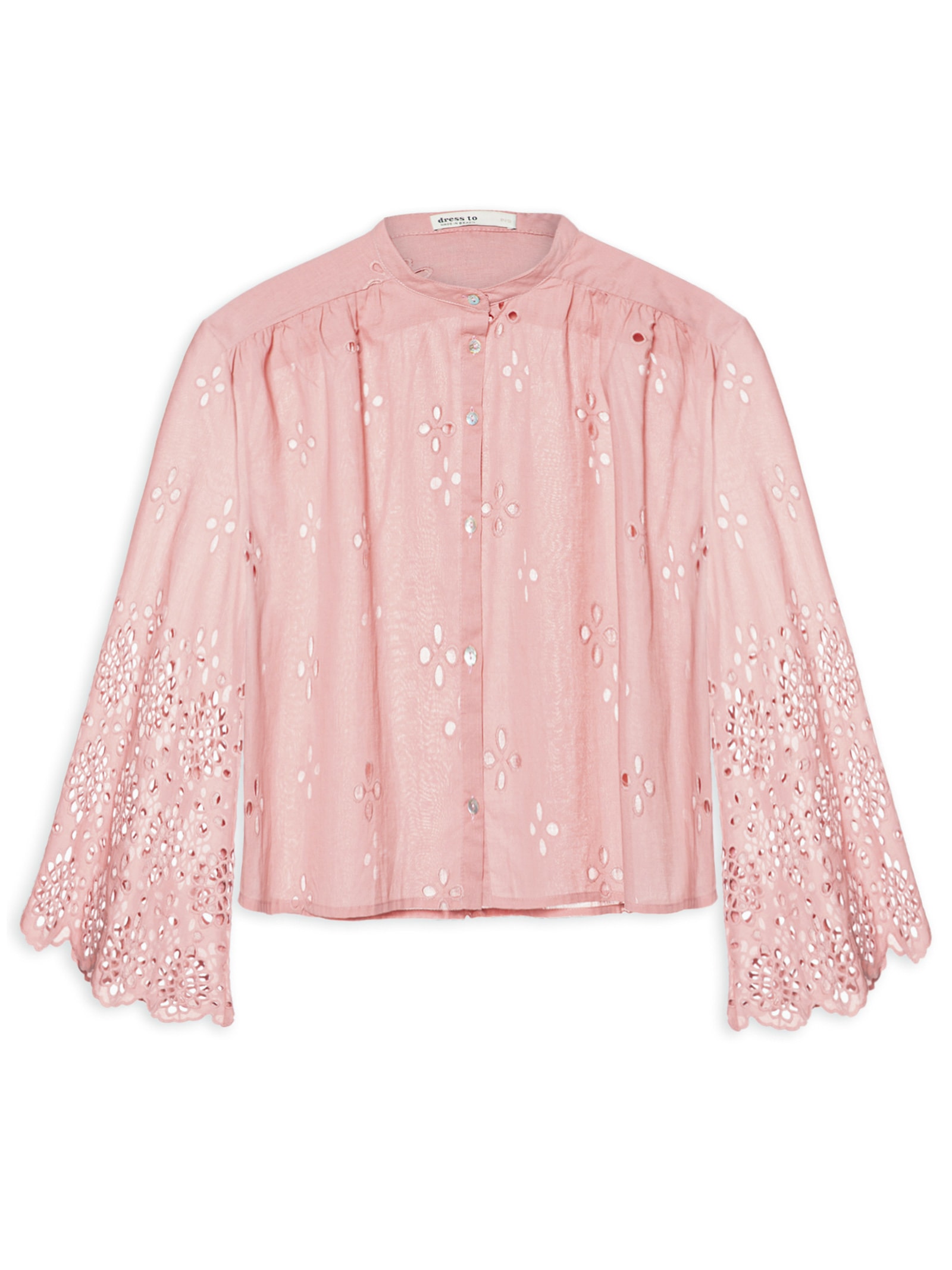 Camisa Feminina Algodão Bordado Barrado Rosa Dress To