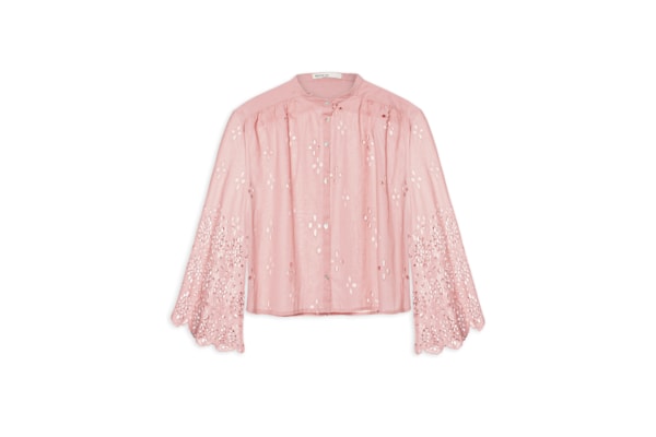 Camisa Feminina Algodão Bordado Barrado - Rosa