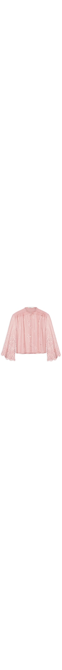 Camisa Feminina Algodão Bordado Barrado - Rosa