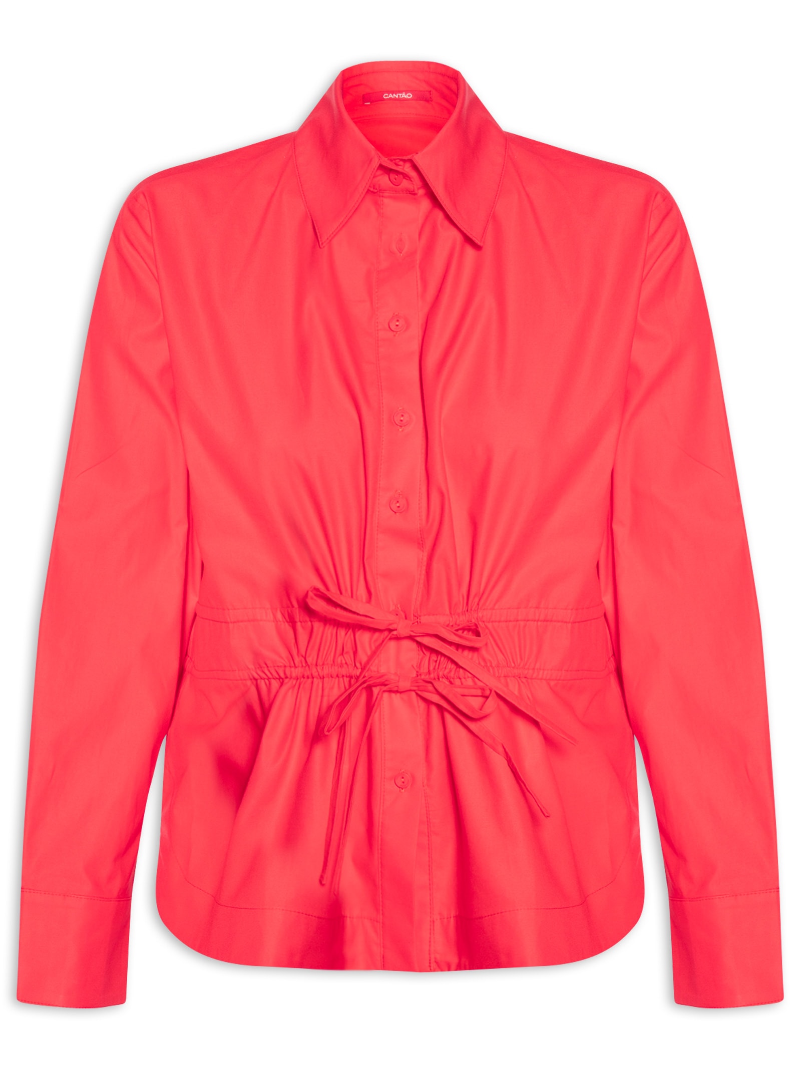 Camisa Feminina Algodão Empapelado Vermelho Cantão