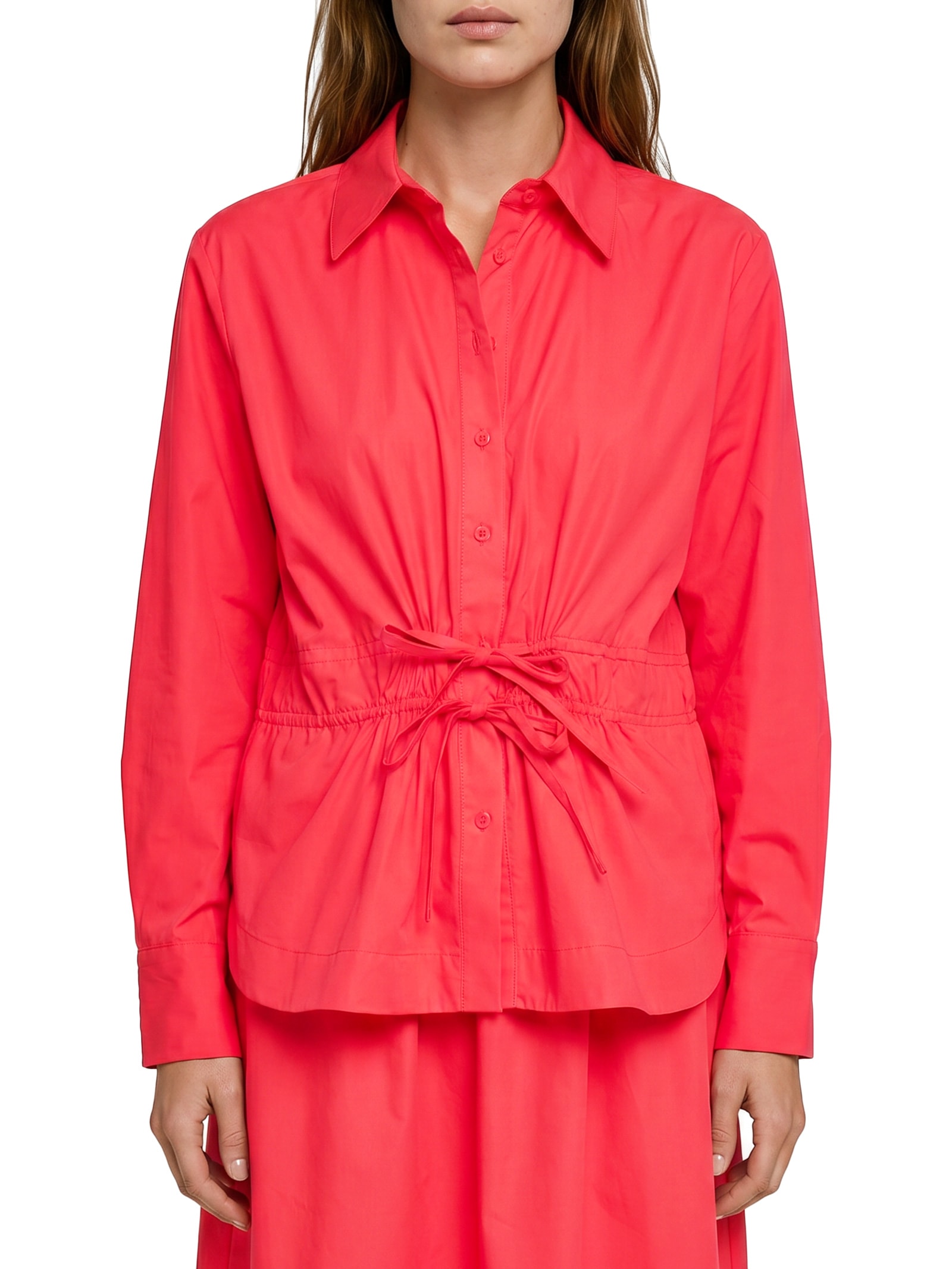 Camisa Feminina Algodão Empapelado Vermelho Cantão