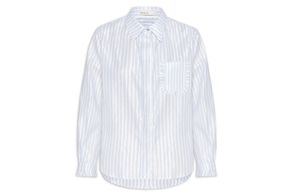 Camisa Feminina Algodão Listras Luréx - Azul