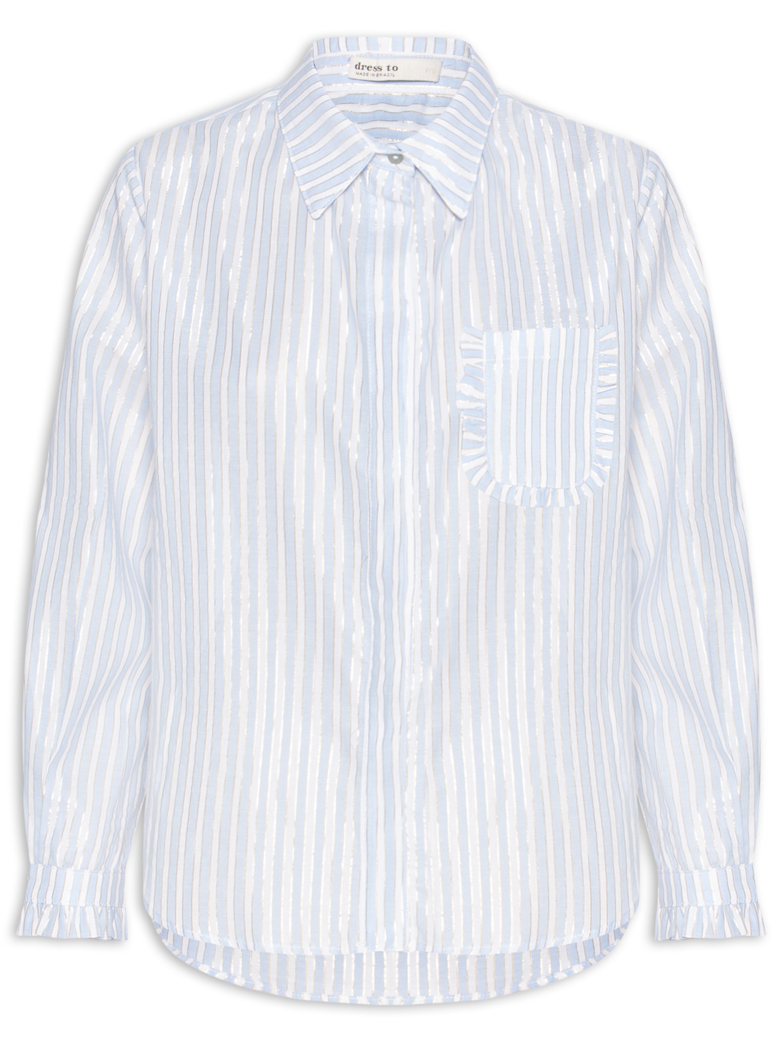 Camisa Feminina Algodão Listras Luréx Azul Dress To