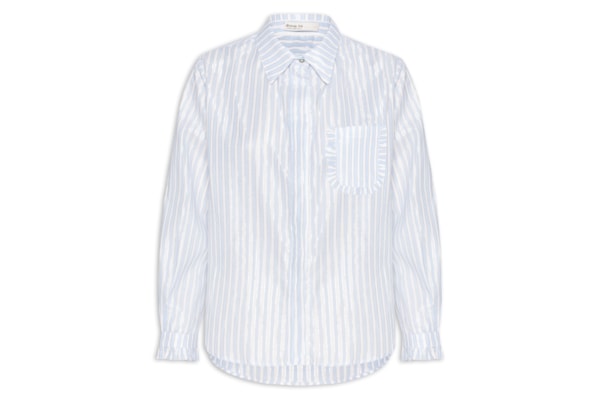 Camisa Feminina Algodão Listras Luréx - Azul