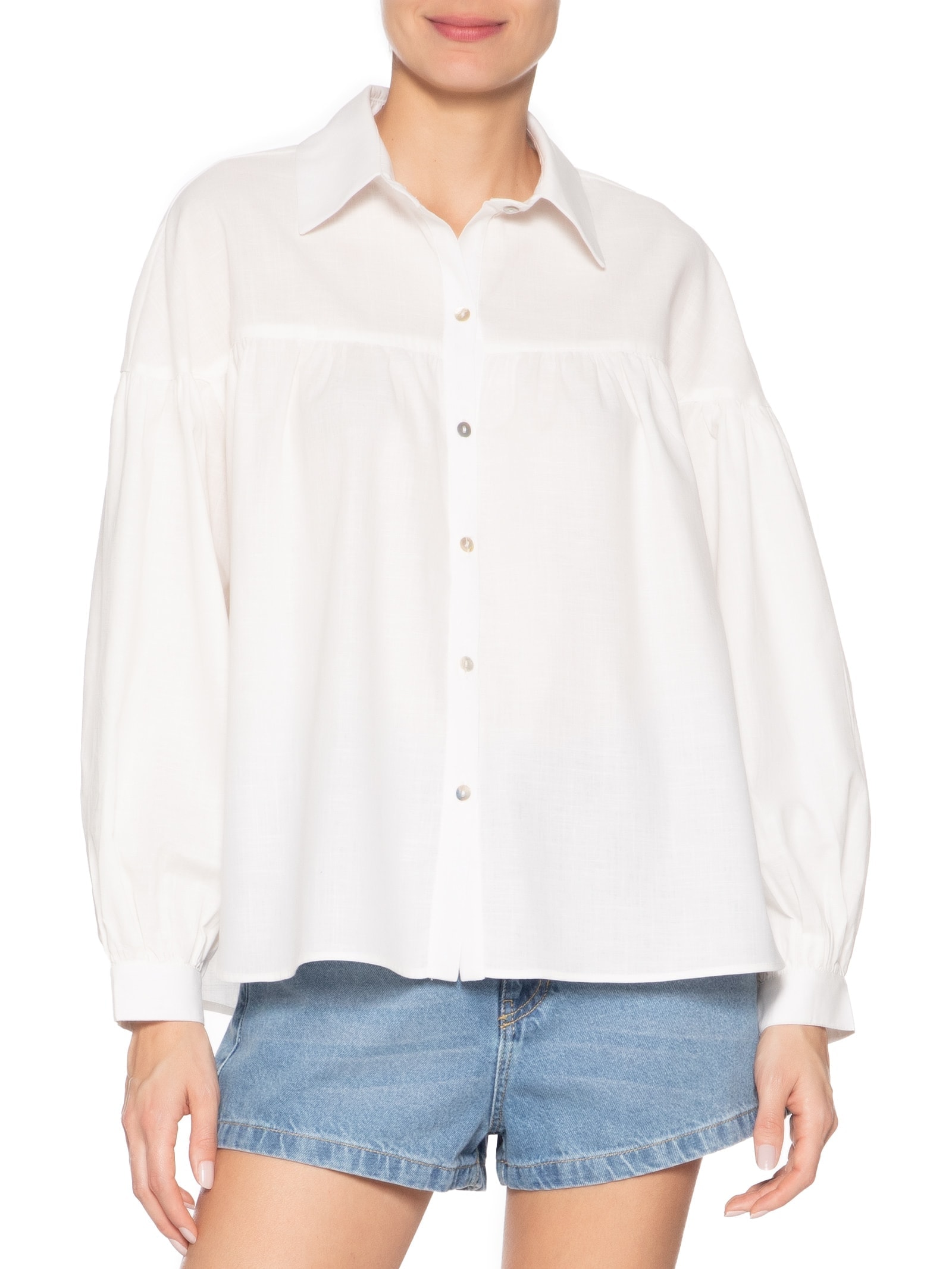 Camisa Feminina Algodão Ombro Deslocado Branco Dress To