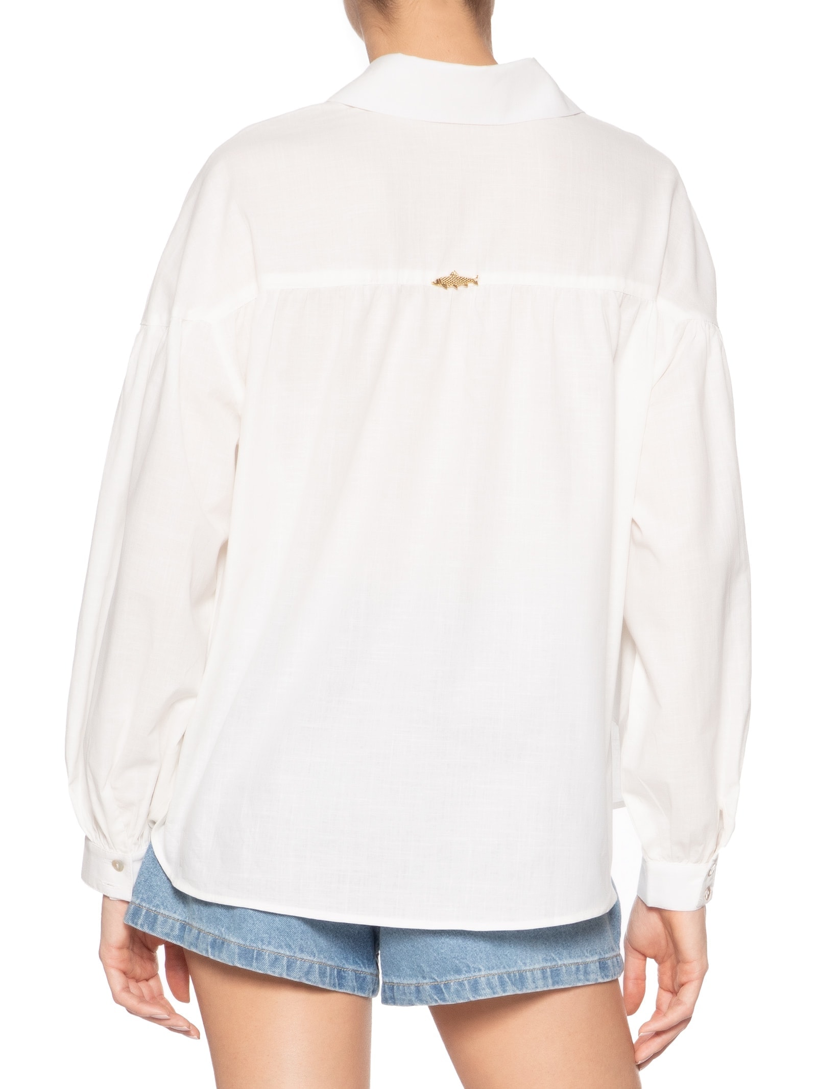 Camisa Feminina Algodão Ombro Deslocado Branco Dress To