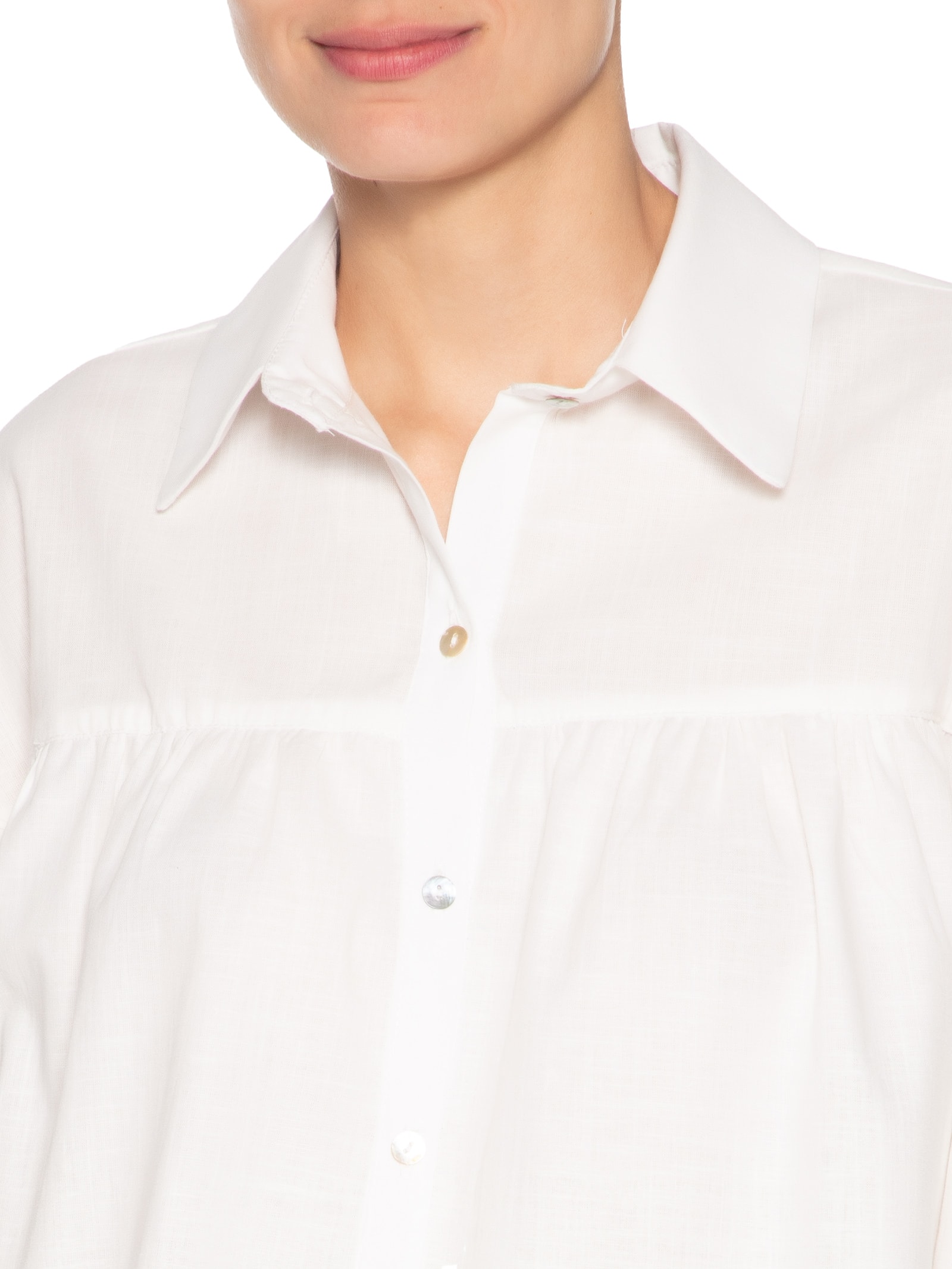 Camisa Feminina Algodão Ombro Deslocado Branco Dress To