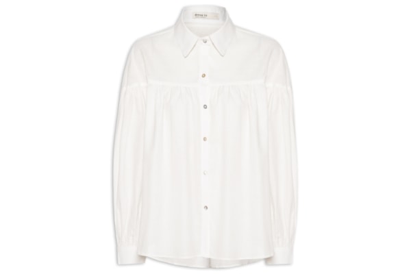 Camisa Feminina Algodão Ombro Deslocado - Branco