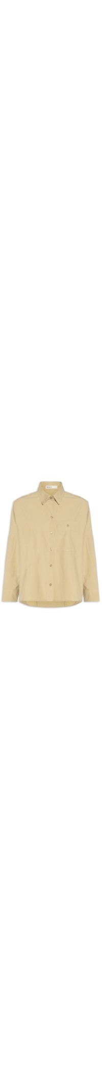 Camisa Feminina Algodão Prega Bolso - Bege