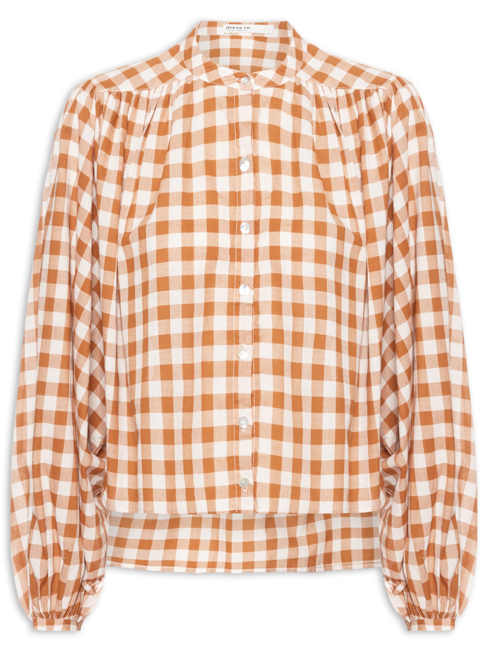 Camisa Feminina Algodão Vichy Bege Dress To