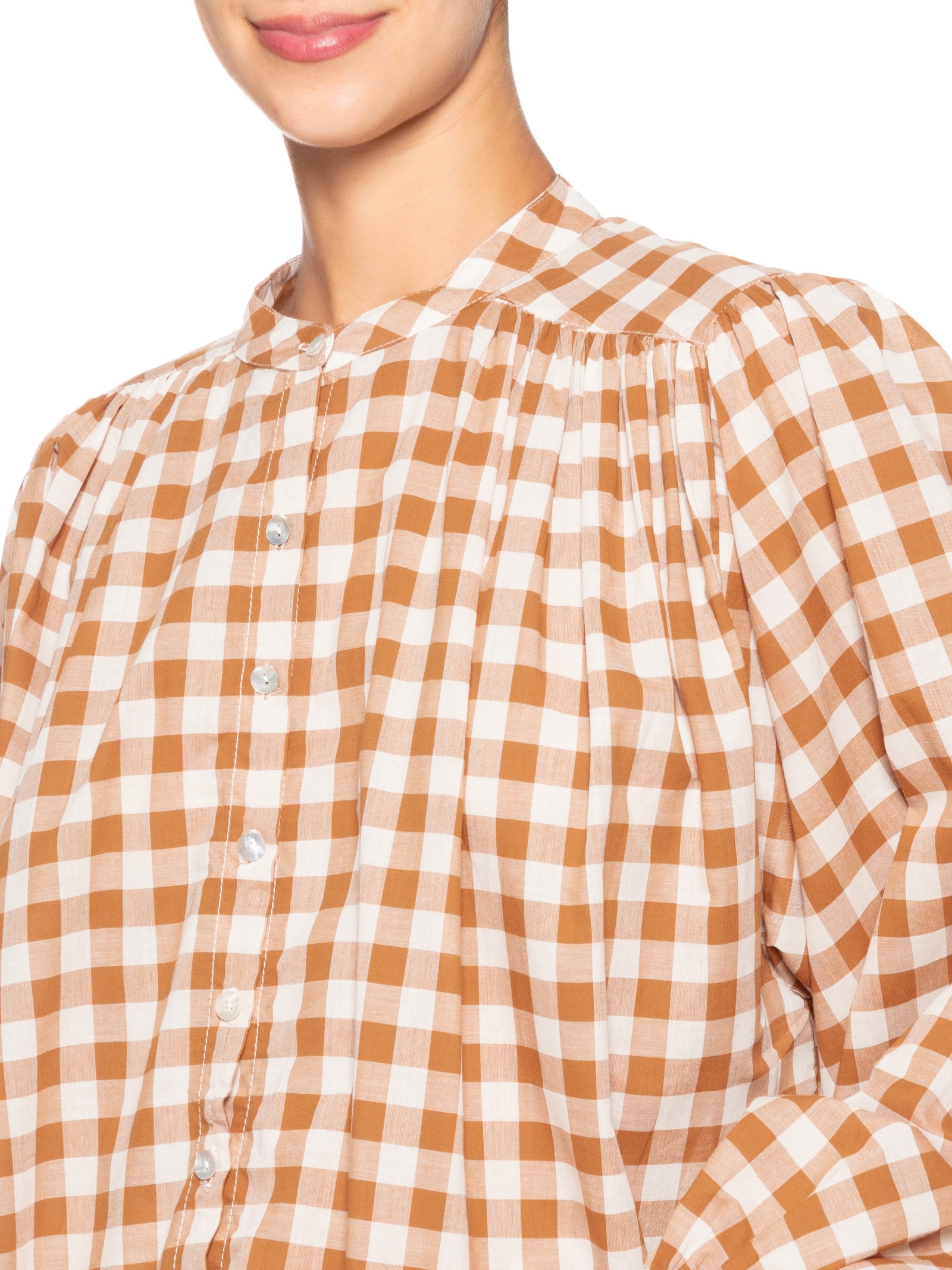 Camisa Feminina Algodão Vichy Bege Dress To