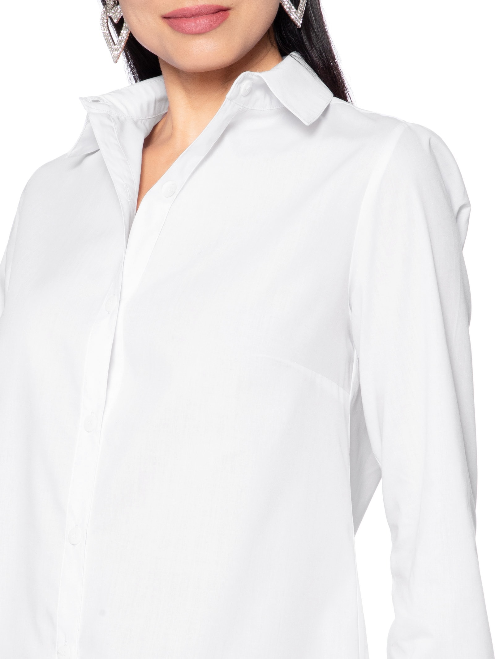 Camisa Feminina Alongada Branco Market 33