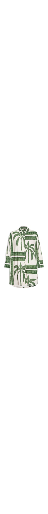 Camisa Feminina Alongada Estampa Lenço Coqueiro - Verde