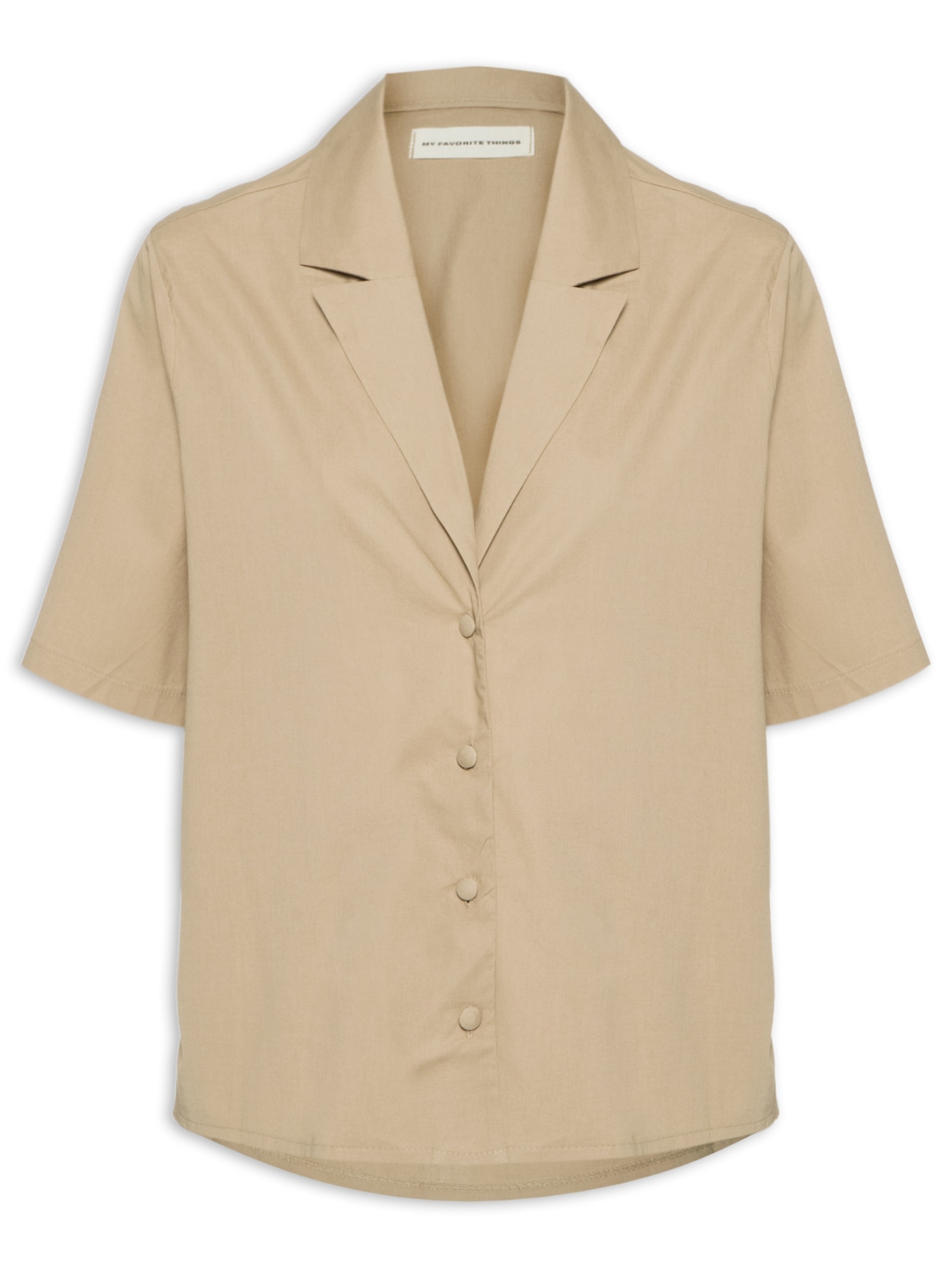 Camisa Feminina Alongada Manga Média Bege My Favorite Things