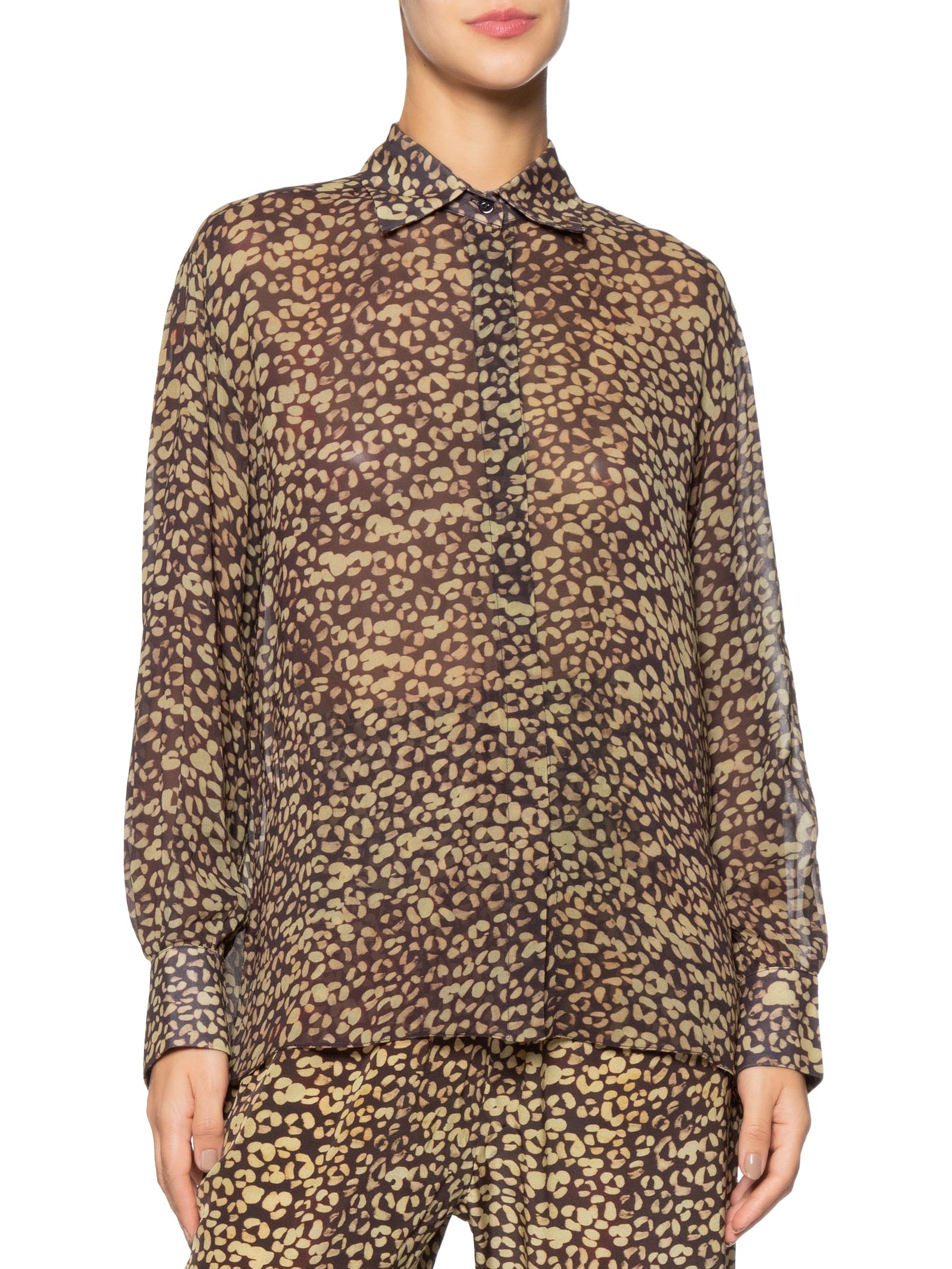 Camisa Feminina Ampla Est Onça Tina Color- Verde Animale