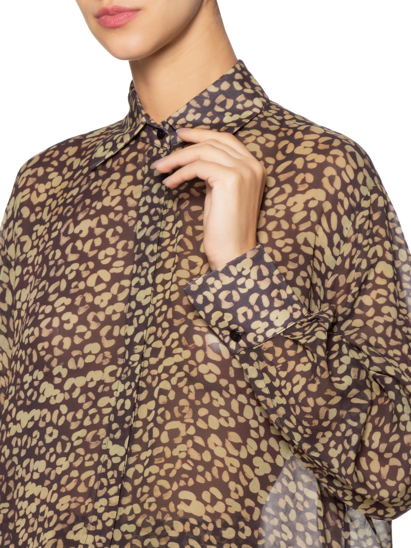 Camisa Feminina Ampla Est Onça Tina Color- Verde Animale