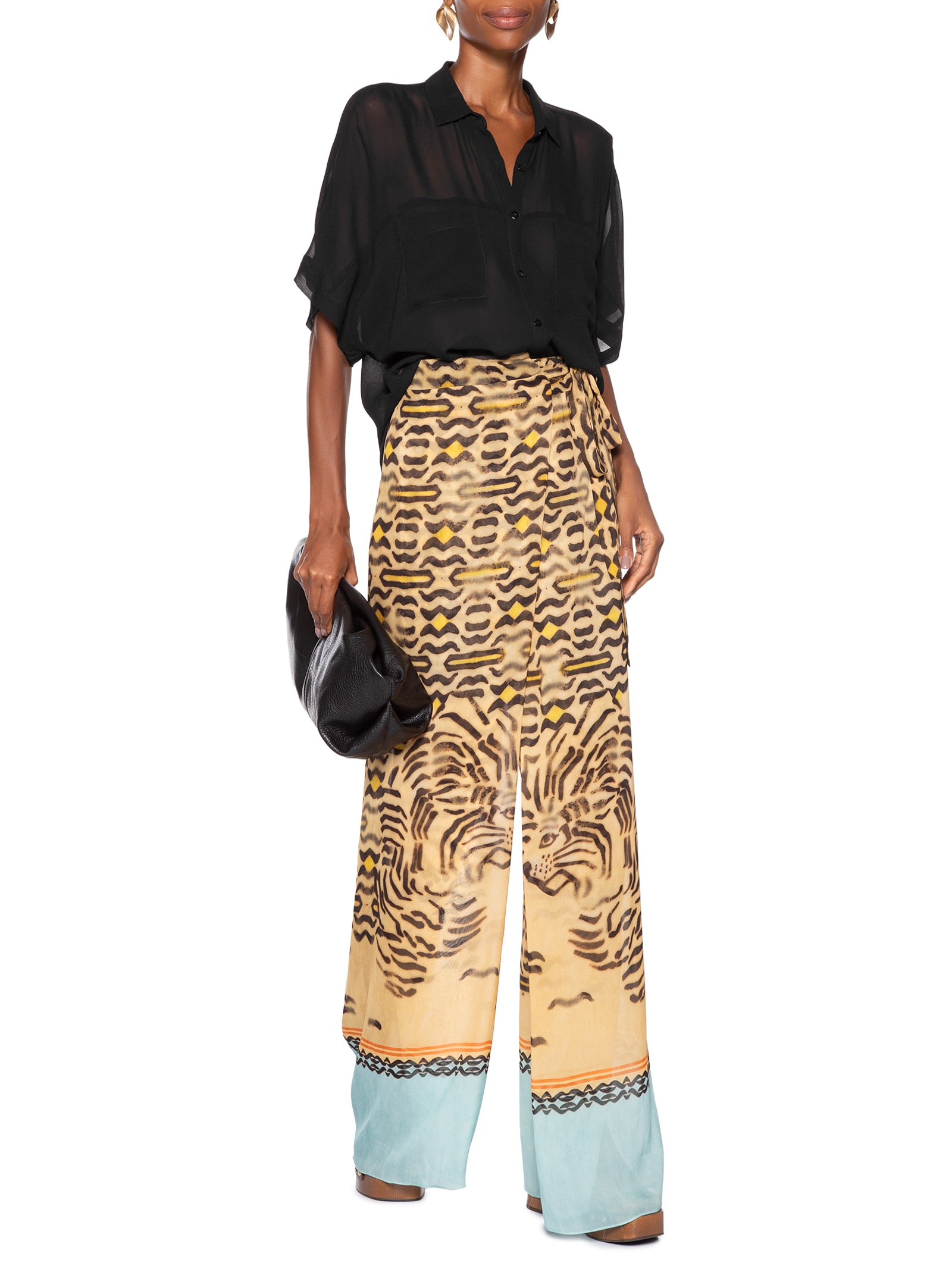 Camisa Feminina Ampla Preto Animale