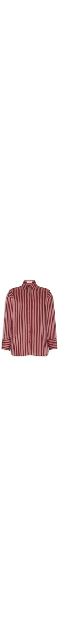 Camisa Feminina Ampla Tricoline Listras Bisous - Vermelho