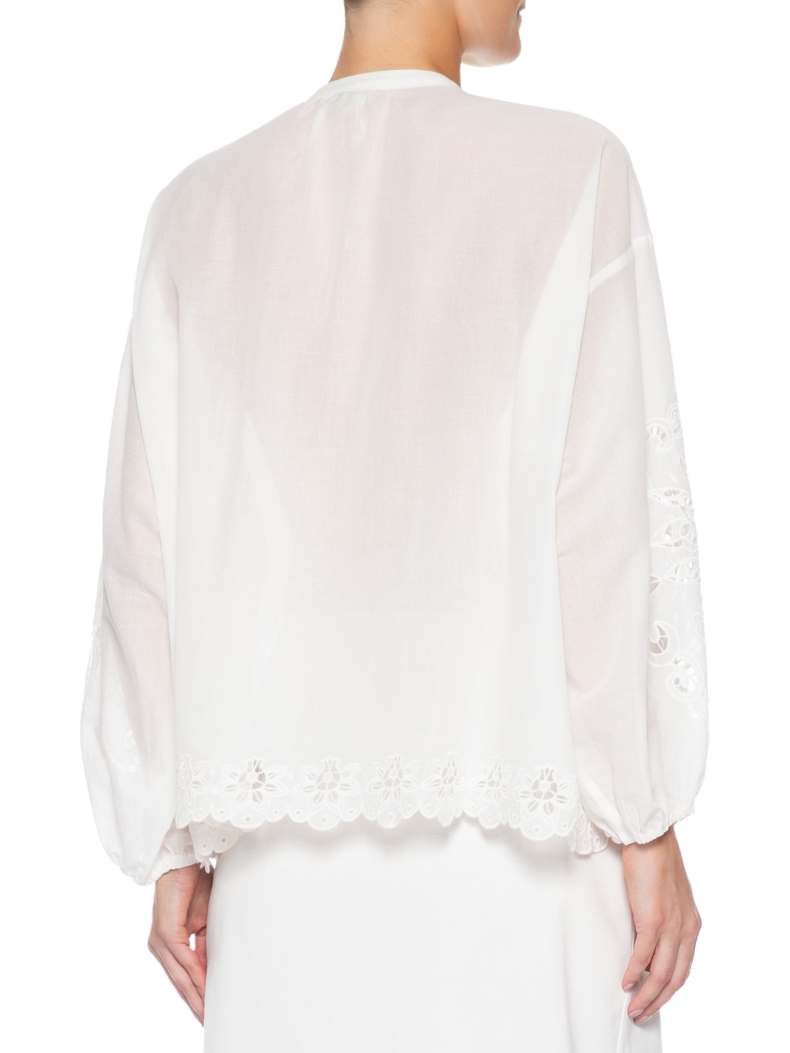 Camisa Feminina Artesanal Bordada Richelieu Branco Farm