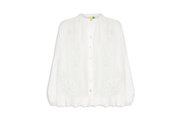 Camisa Feminina Artesanal Bordada Richelieu – Branco