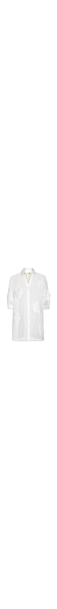 Camisa Feminina Artesanal Floral Delicado - Off White