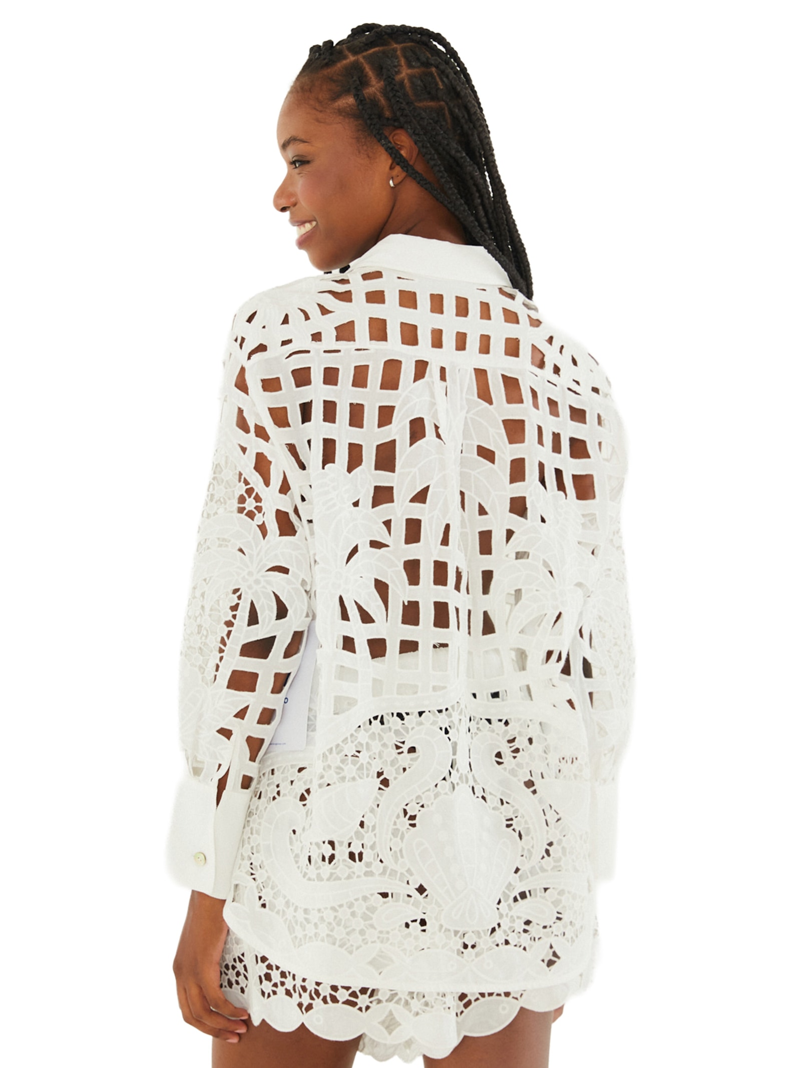 Camisa Feminina Artesanal Listra Tropical Branco Farm Praia