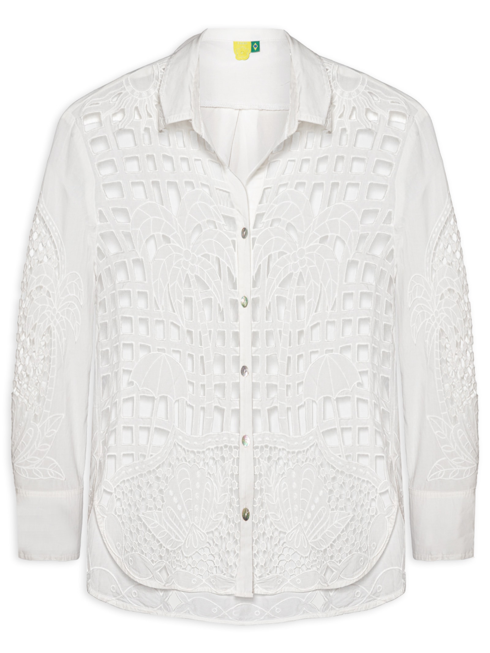 Camisa Feminina Artesanal Listra Tropical Branco Farm Praia