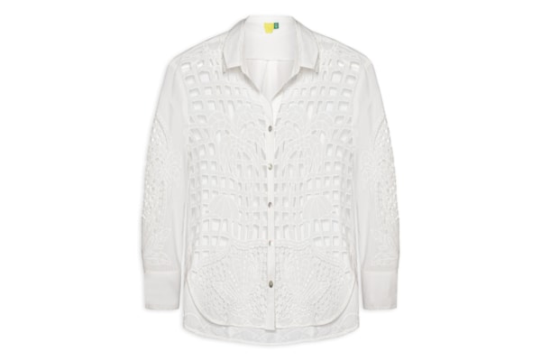 Camisa Feminina Artesanal Listra Tropical - Branco