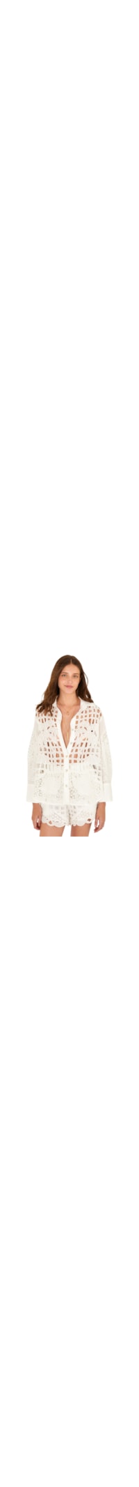 Camisa Feminina Artesanal Listra Tropical - Branco