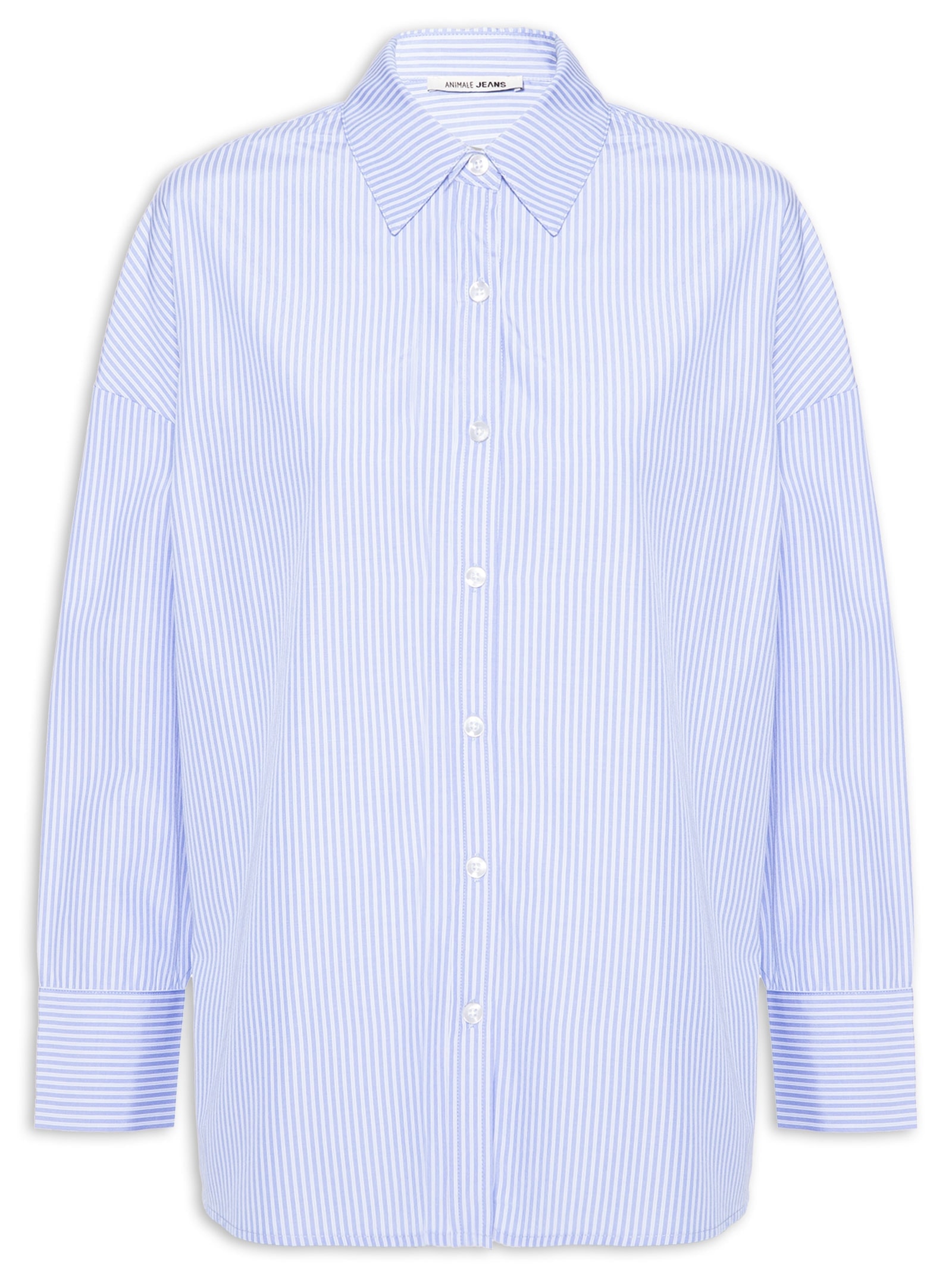 Camisa Feminina Basic Listrada Azul Animale Jeans
