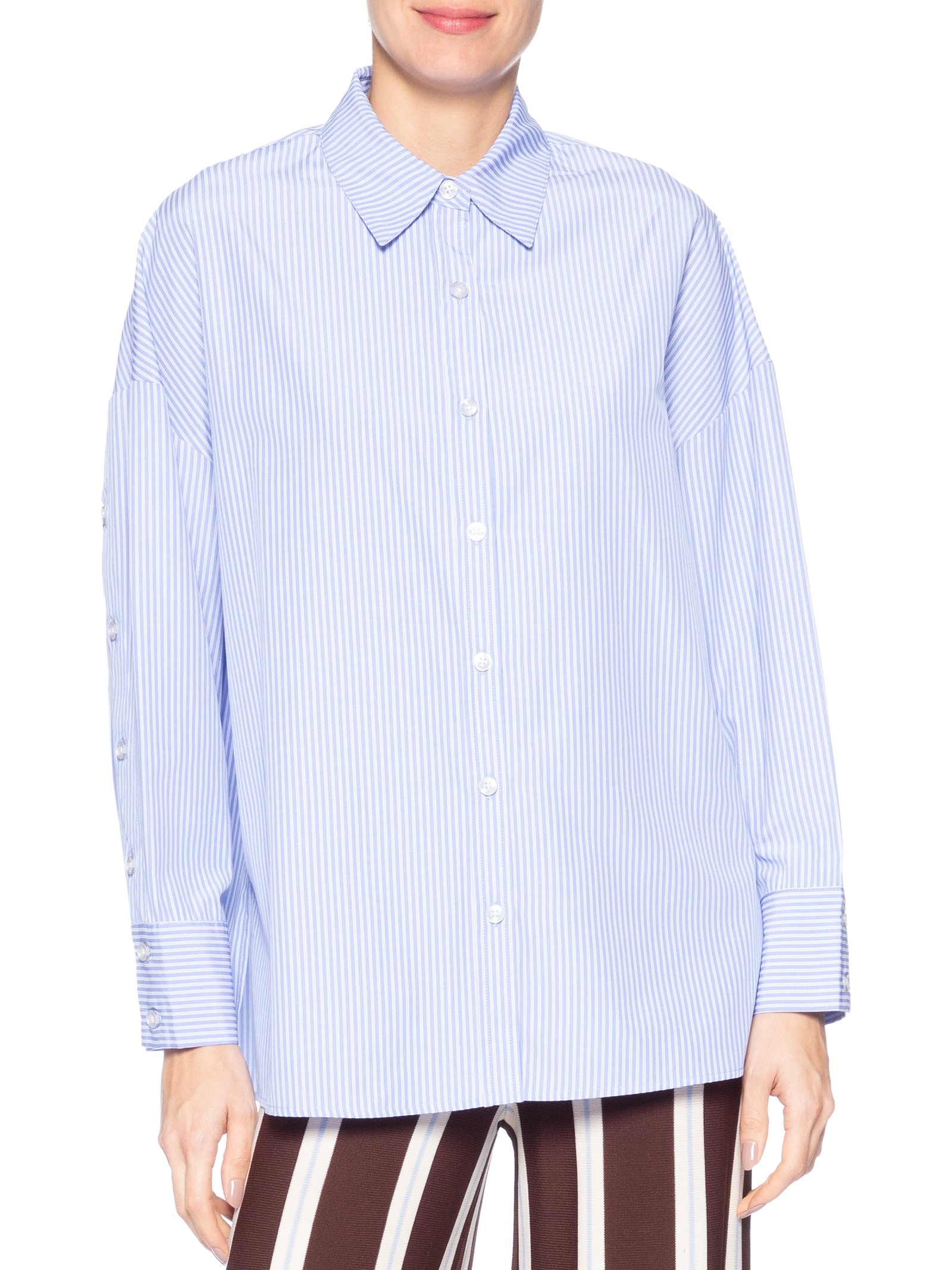 Camisa Feminina Basic Listrada Azul Animale Jeans