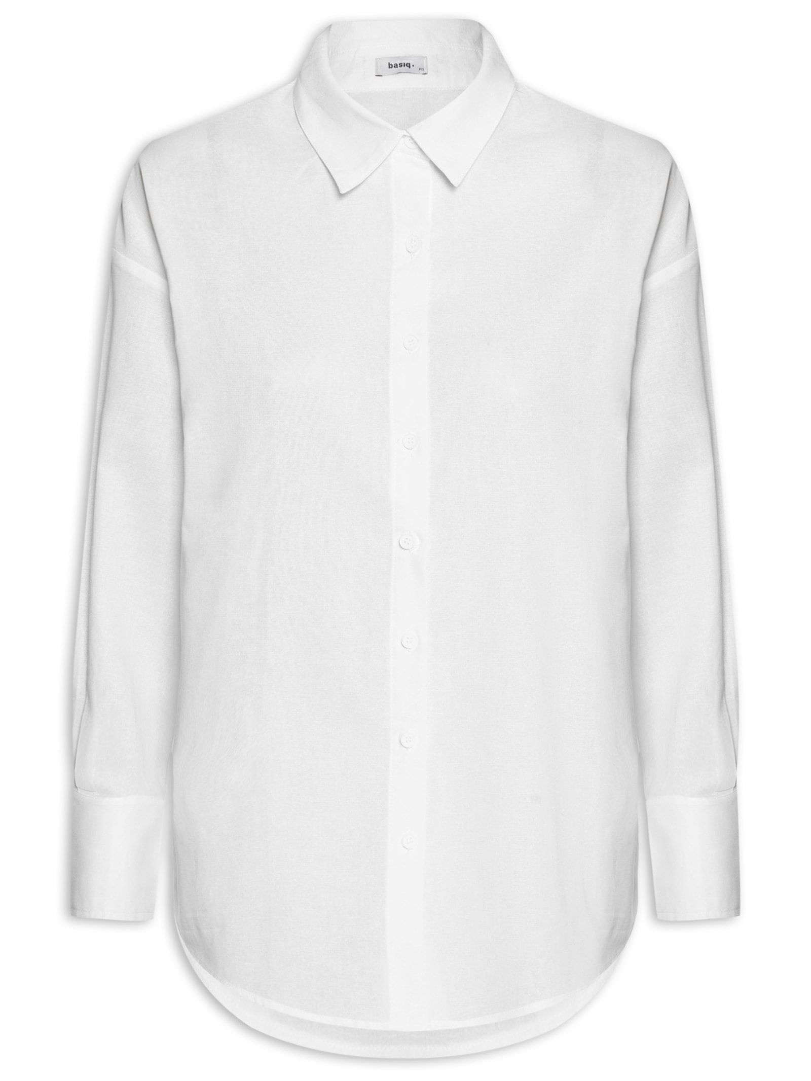 Camisa Feminina Básica Barra Mullet Branco Basiq
