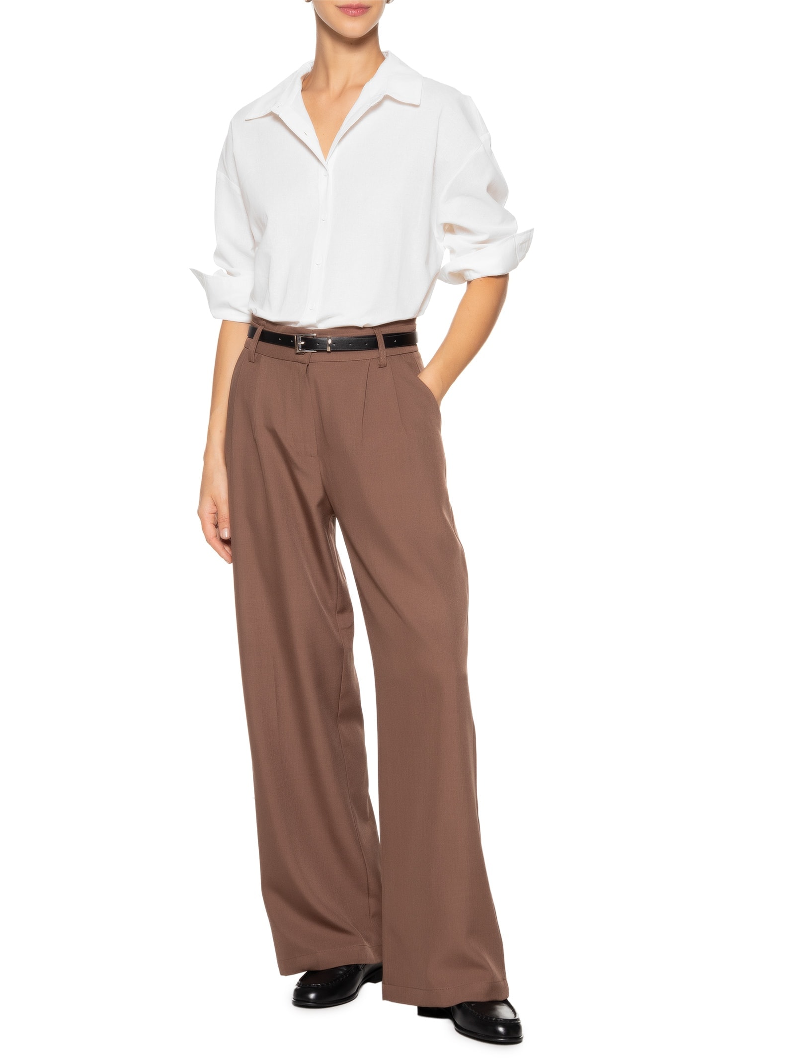 Camisa Feminina Básica Barra Mullet Branco Basiq