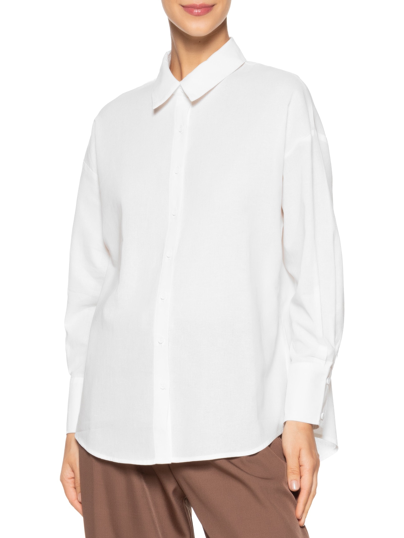 Camisa Feminina Básica Barra Mullet Branco Basiq