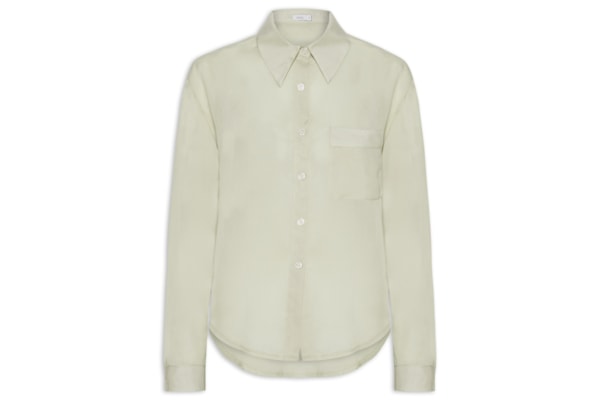 Camisa Feminina Básica Com Bolso - Bege