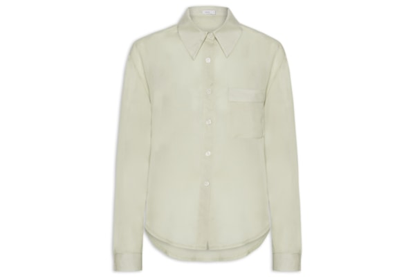 Camisa Feminina Básica Com Bolso - Bege